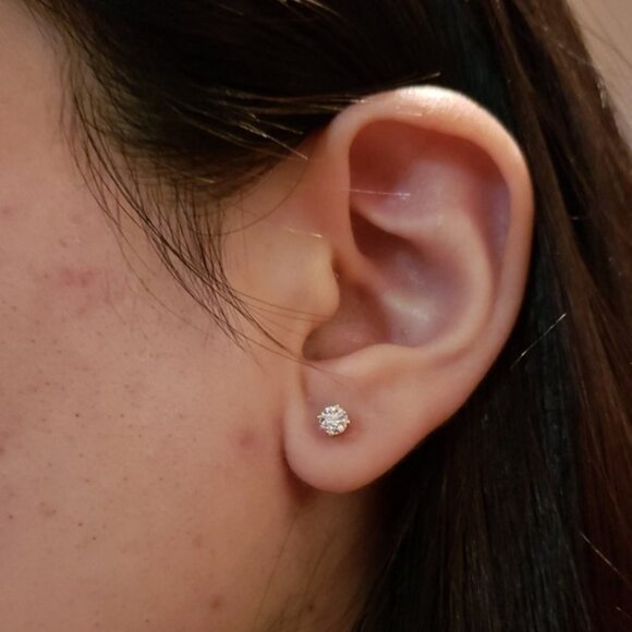 14K 0.50 Ct Lab Grown Diamond Stud Earrings - Picture 5 of 6